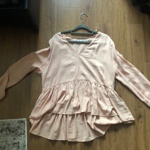 Zara long sleeve babydoll top- blush pink